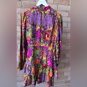 Vintage Colorful Floral Women's Dress